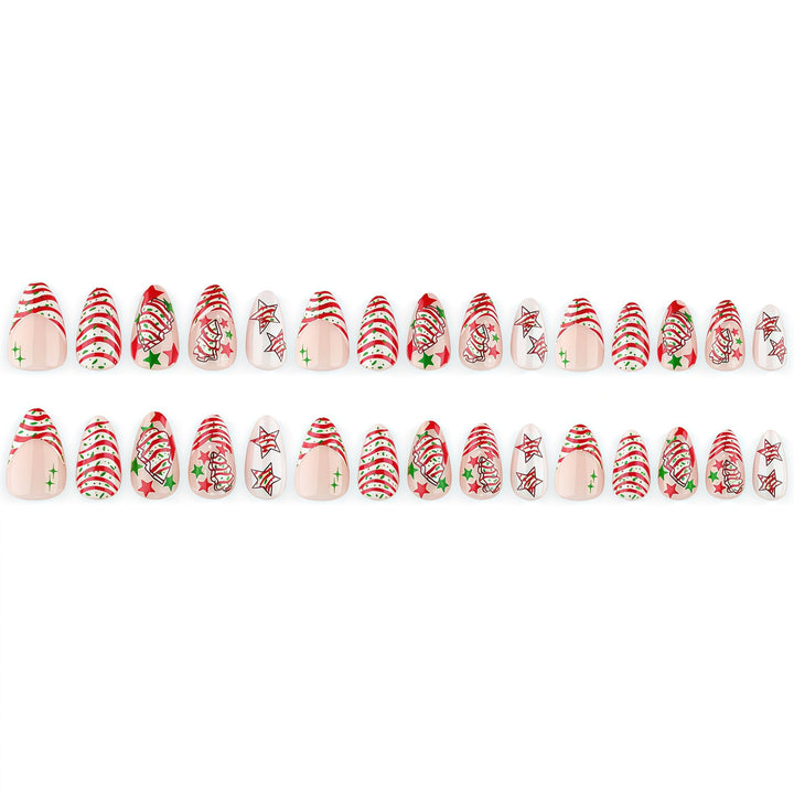 Artificial nails in festive Christmas design with colorful accents Kalsten