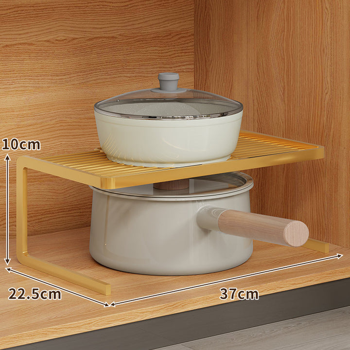 Compact Space-Saving Kitchen Countertop Pot and Pan Organizer Shelf Riser