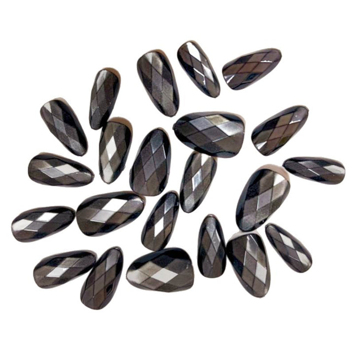 Artistic Diamond-Pattern Press-On Nails Kalsten
