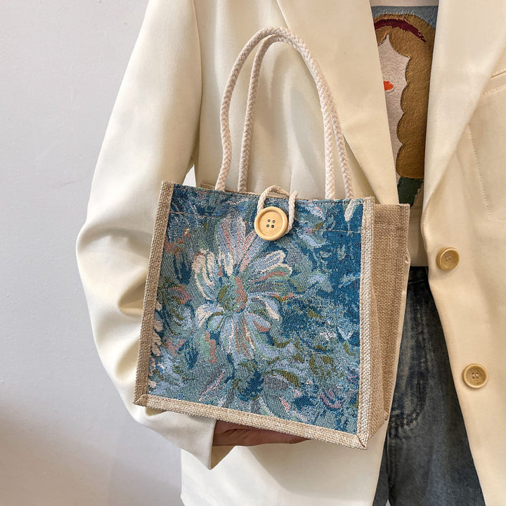 Floral Embroidered Artisan Tote