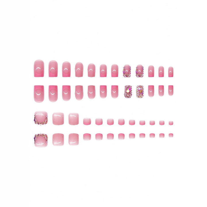 Decorative Press-On Nail Set with Rhinestone Accents Kalsten