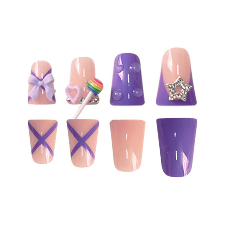 Playful Glittery Press-On Nail Art Set Kalsten