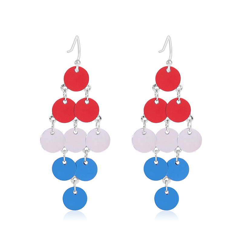 Women's star-shaped enamel earrings with USA flag motif and gold-plated fish Kalsten