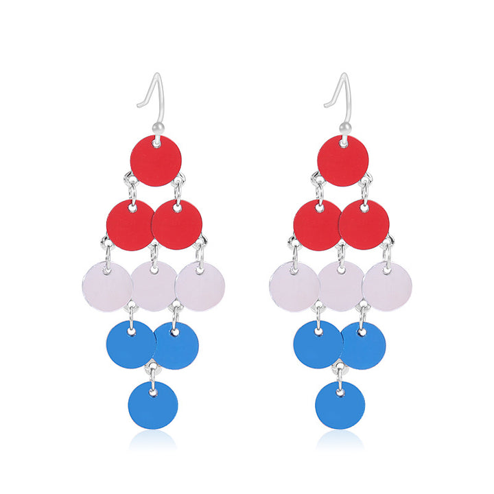Women's lightweight star earrings with enamel flag design and fishhook Kalsten