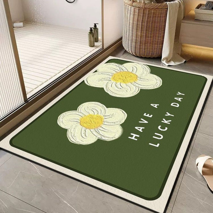 Cheerful Floral Message Bath Mat Kalsten