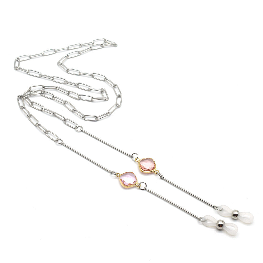 Fashionable glasses holder chain with colorful crystal pendants Kalsten