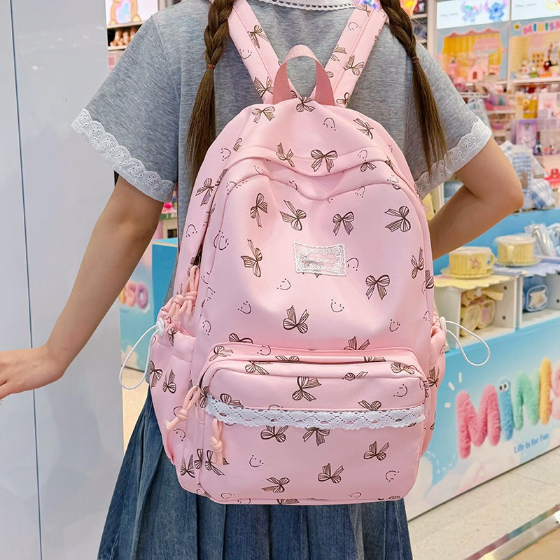 Feminine Bow-Patterned Casual Backpack Kalsten