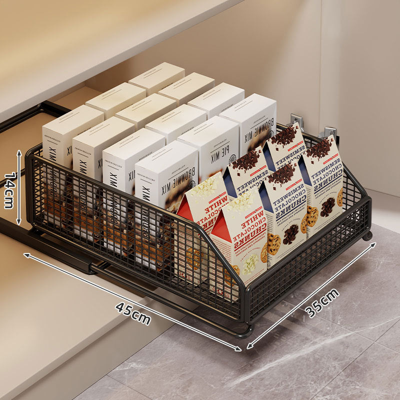 Slide-Out Mesh Pantry Drawer with Soft-Close Rails and Ventilated Sides