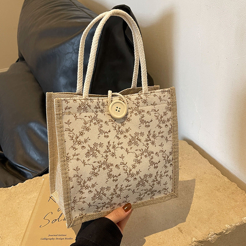 Decorative Floral Print Tote Bag  1790617122