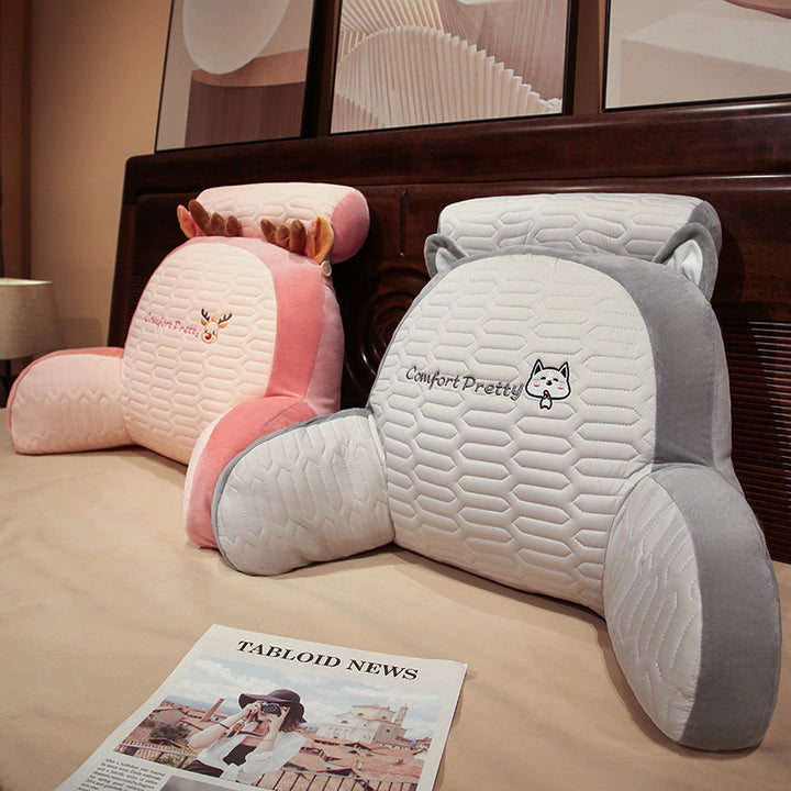 Ergonomic reading pillow with armrests, neck roll and non-slip cover
