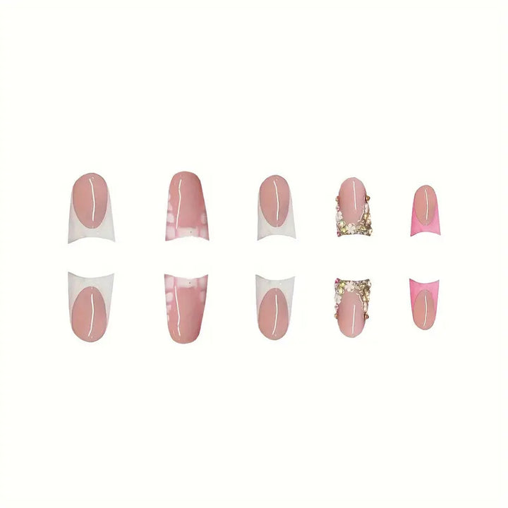 Glamorous 3D Crystal-Accented Press-On Nail Set Kalsten