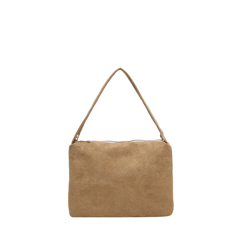 Suede Shoulder Clutch Bag
