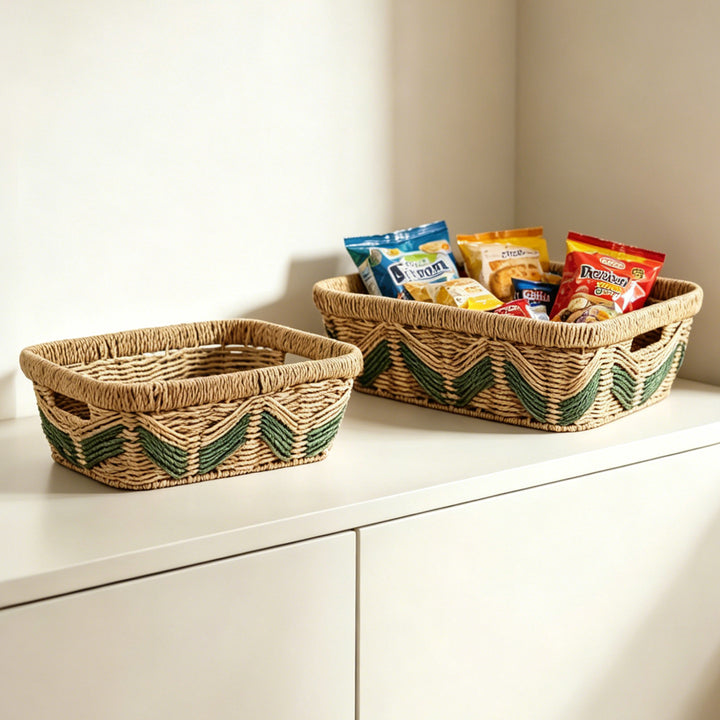 Handmade storage basket with decorative pattern Kalsten