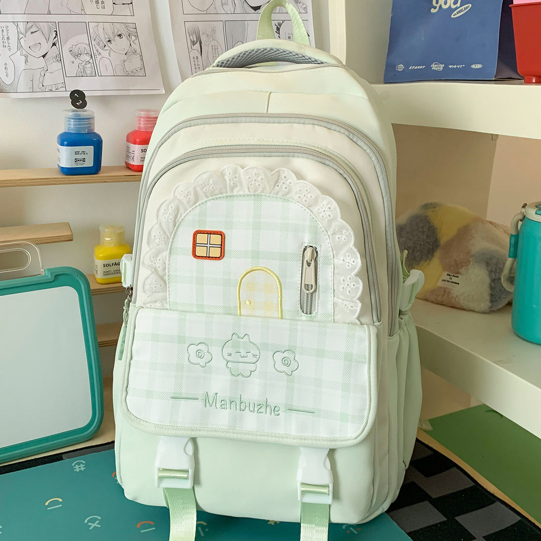 Cute Decorative Checkered School Backpack Kalsten
