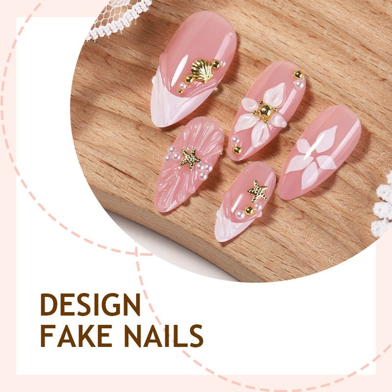 Acrylic nail set with playful romantic designs Kalsten