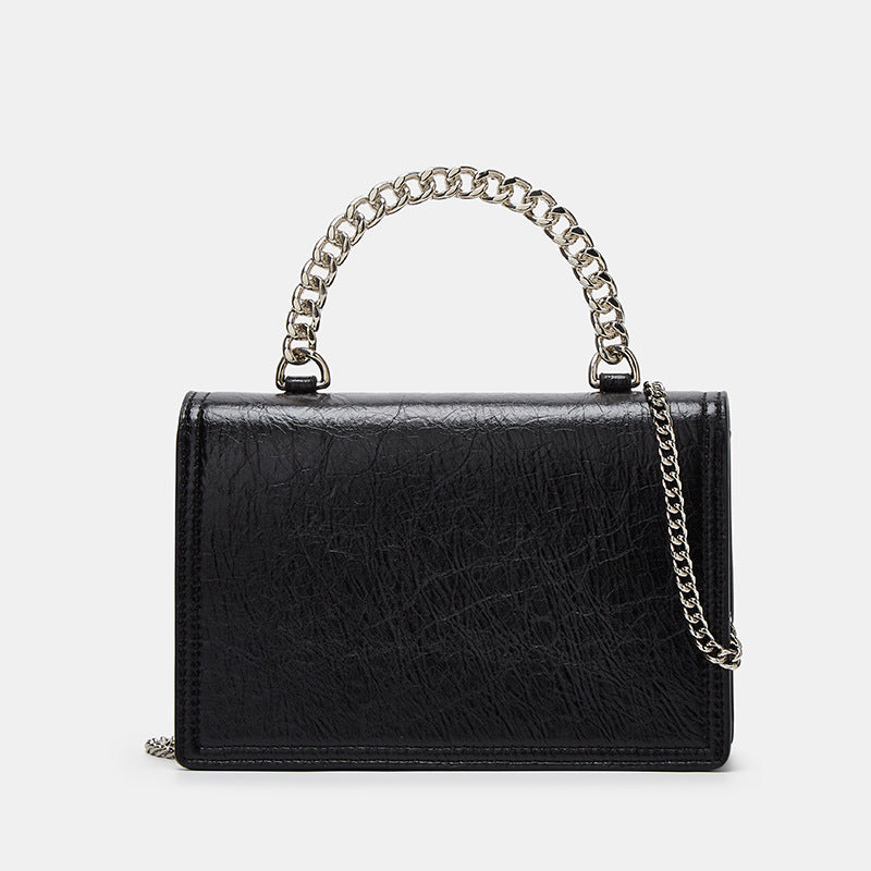 Elegant Leather Shoulder Bag with Chain Strap