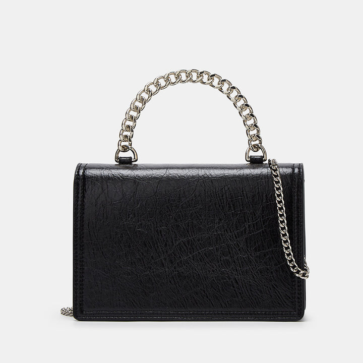 Elegant Leather Shoulder Bag with Chain Strap