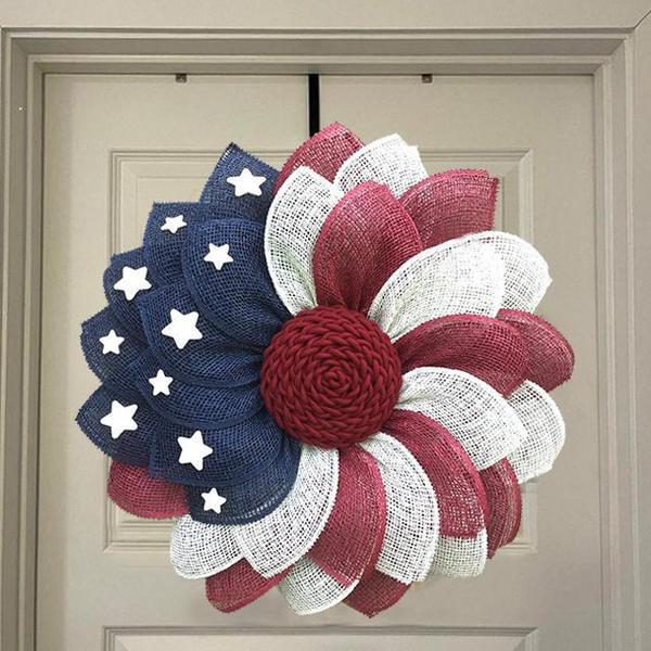 Patriotic Burlap Door Wreath Kalsten