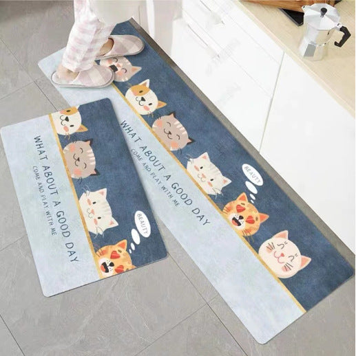Marble-Pattern Kitchen Runner Mat Set Kalsten