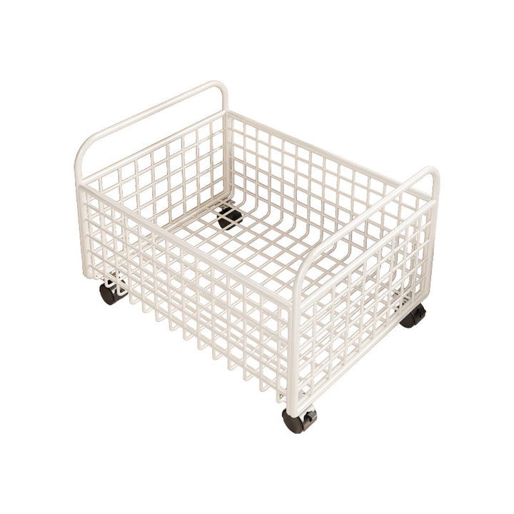 Metal Wire Grid Storage Basket with Raised Side Handles for Shelf and Countertop Organization