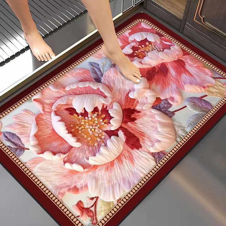 Artistic Floral Bath Mat Kalsten