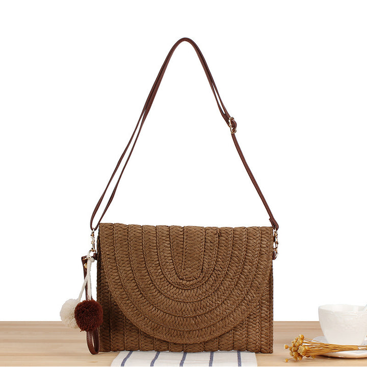Shoulder bag made of braided natural material with original wave pattern Kalsten