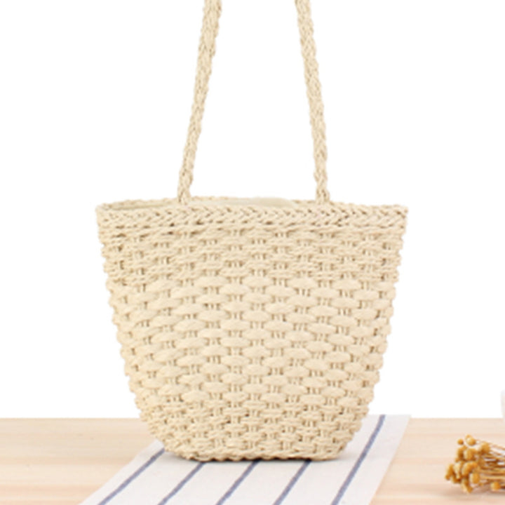Braided handbag made of natural raffia with robust carrying straps Kalsten