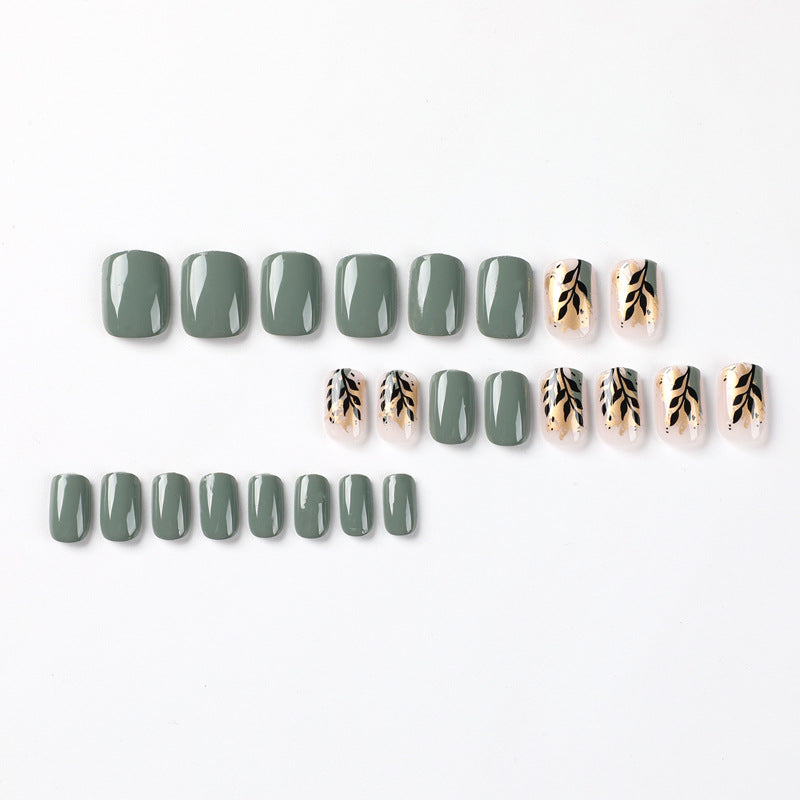 Artful Nail Extensions with Elegant Leaf Design Kalsten