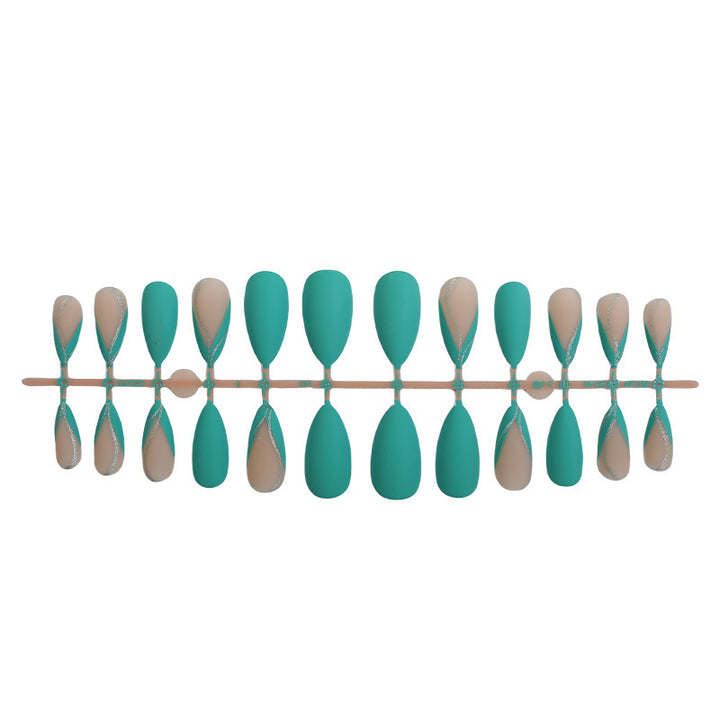 Artistic Press-On Nail Set with Elegant Silver Detailing Kalsten