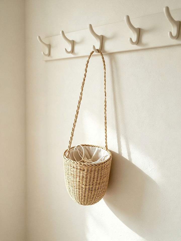 Handcrafted Natural Fiber Hanging Storage Basket Kalsten