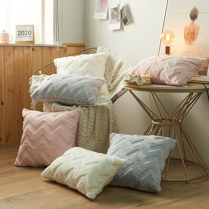 Luxurious plush decorative cushion cover with zigzag tufting and extra soft texture Kalsten