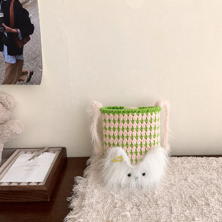 Cute Animal-Themed Plush Drawstring Pouch