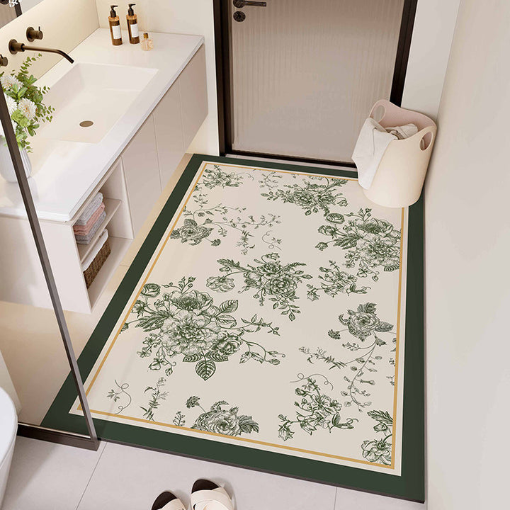 Floral Design Bathroom Mat