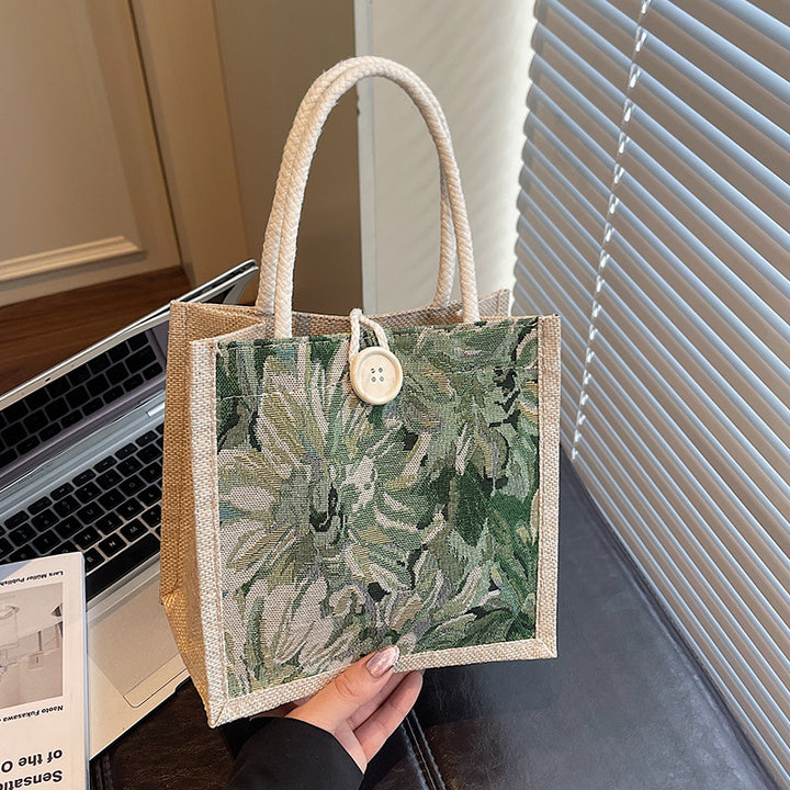 Floral Embroidered Tote Bag