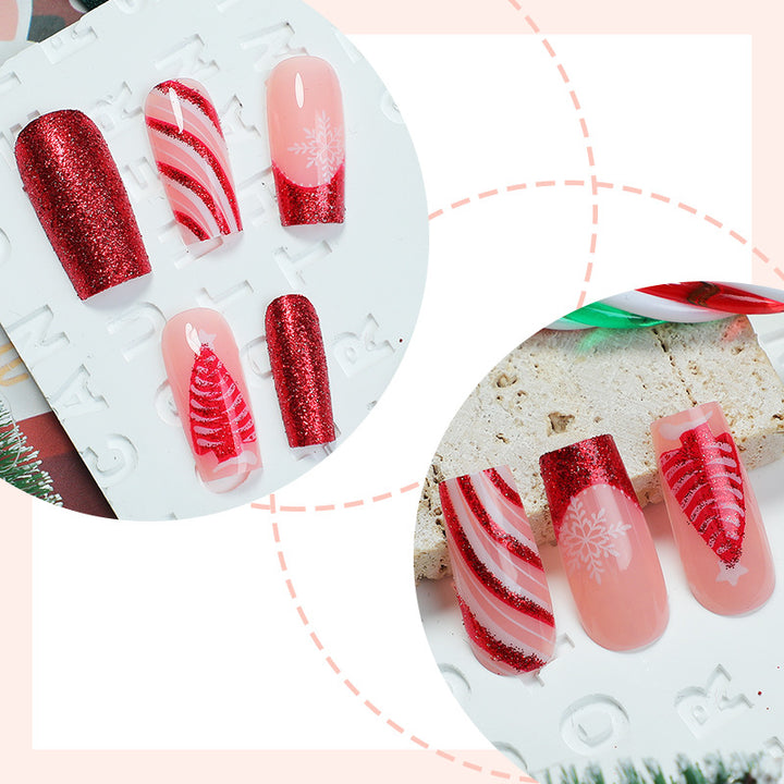 Festive Glittery Press-On Nail Set Kalsten