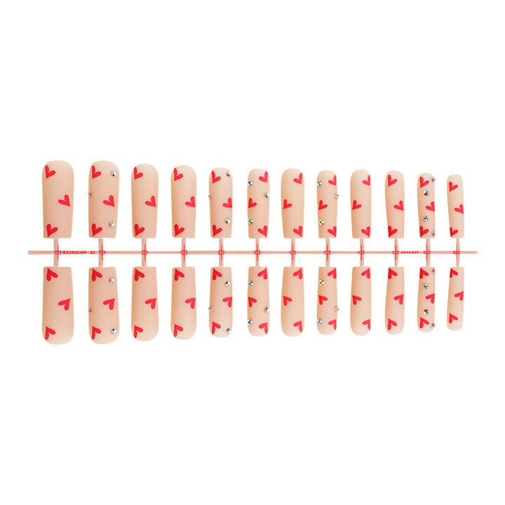 Decorative Heart Pattern Press-On Nails Kit kalsten