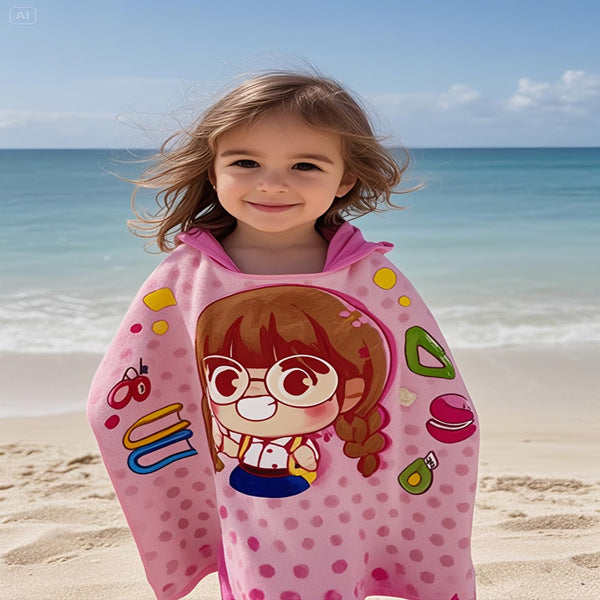 Kids' Fun Dinosaur-Themed Hooded Towel Poncho Kalsten