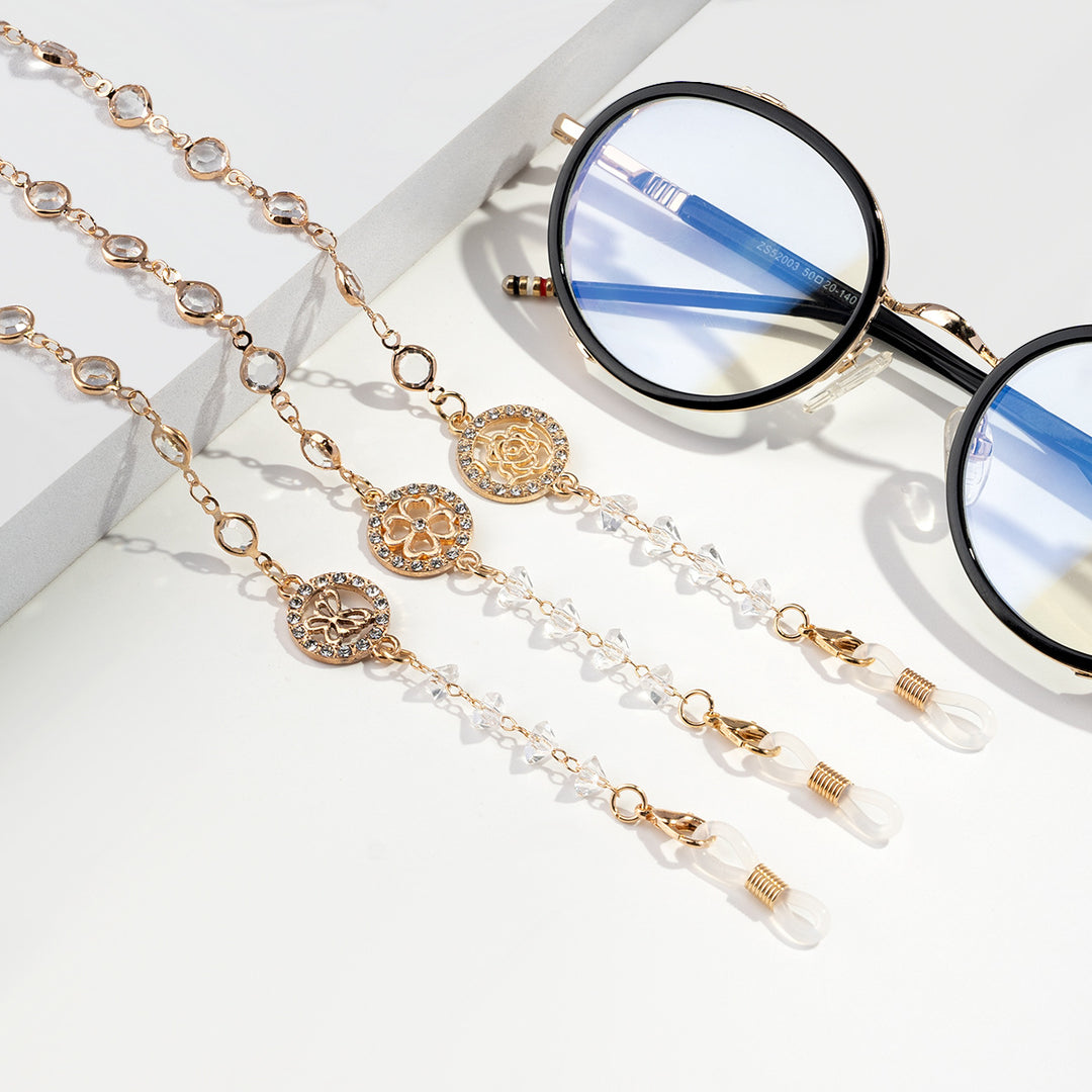 Glamorous Crystal-Embellished Eyewear Chain kalsten
