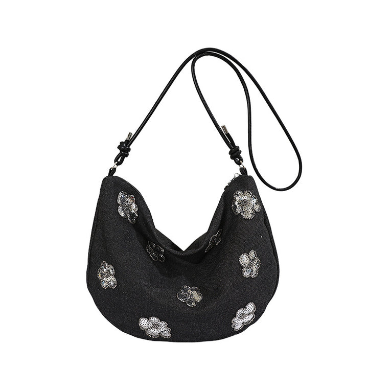 Floral Embellished Denim Handbag Kalsten