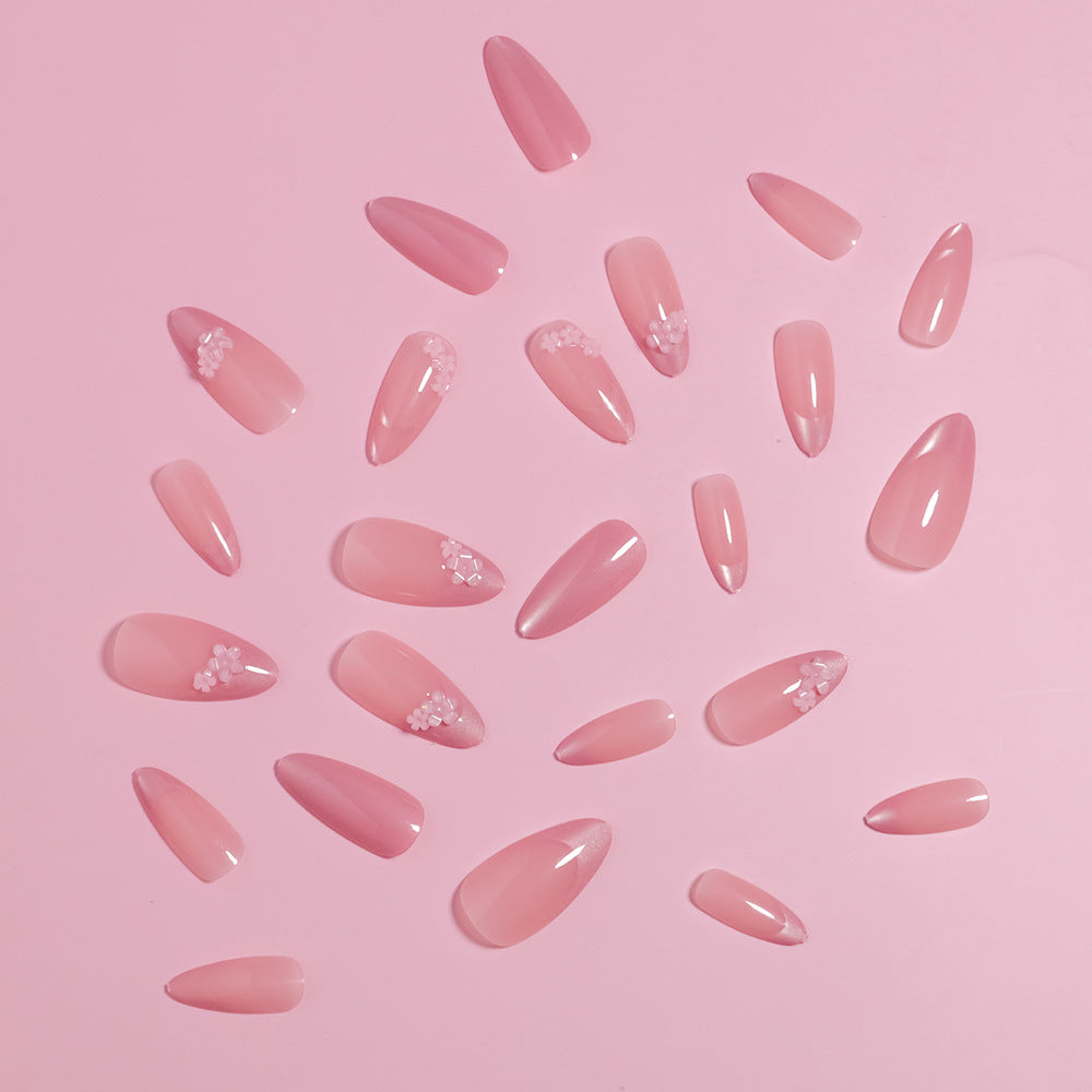 Floral Accent Almond-Shaped Press-On Nails Kalsten