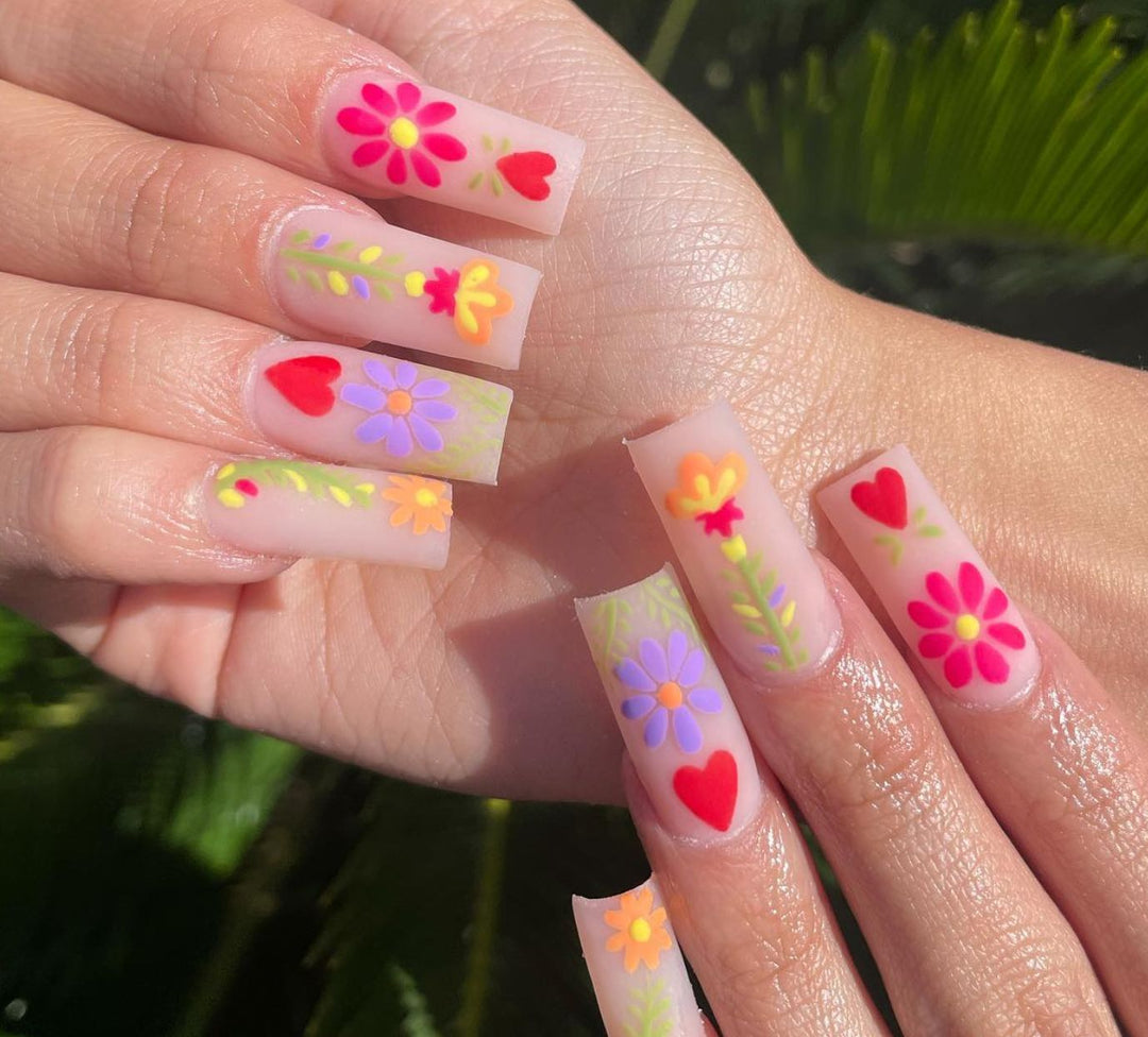 Decorative Floral Press-On Nails