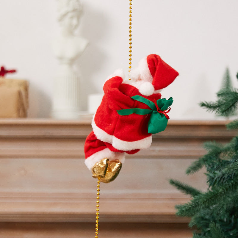 Parachuting Santa Claus Hanging Christmas Ornament With Fabric Canopy And Decorative Suspension Cords