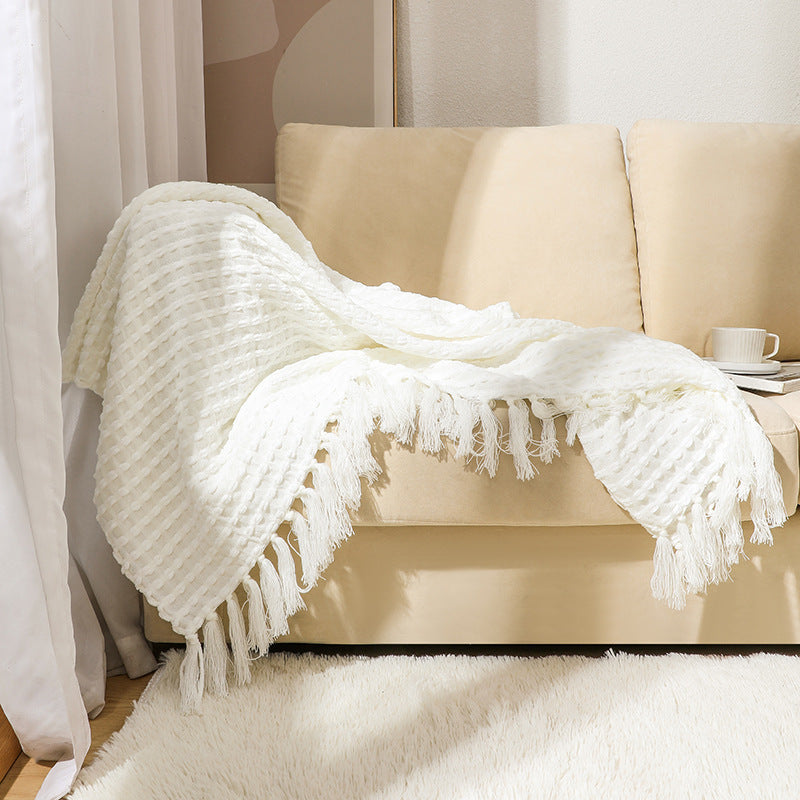 Textured Cotton Throw Blanket Kalsten