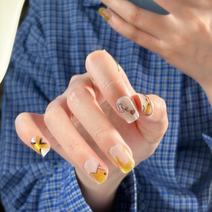 Glossy French Tip Press-On Nail Set Kalsten
