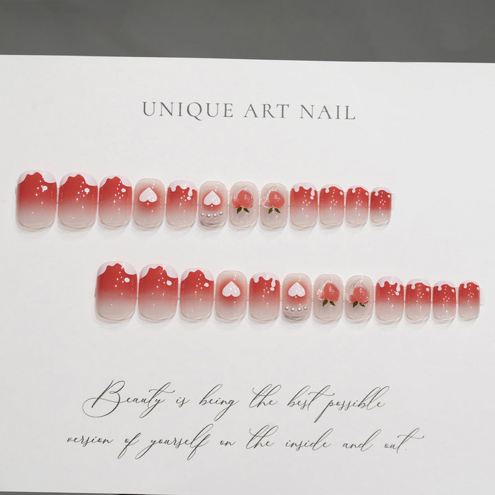 Artistic Heart and Fruit Nail Art