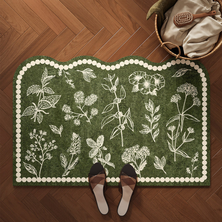 Decorative Botanical Pattern Bath Mat Kalsten