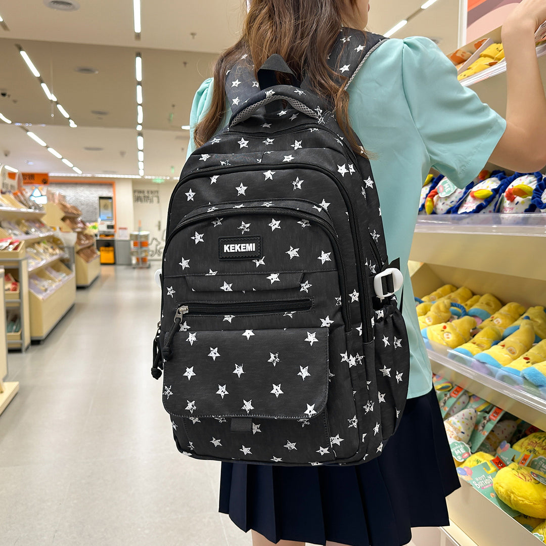 Stylish Star-Printed School Backpack Kalsten