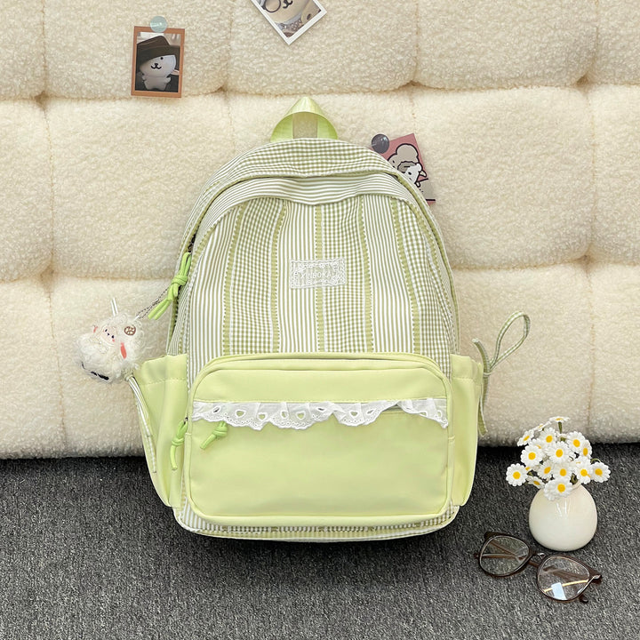 Stylish Striped Backpack with Decorative Accents Kalsten