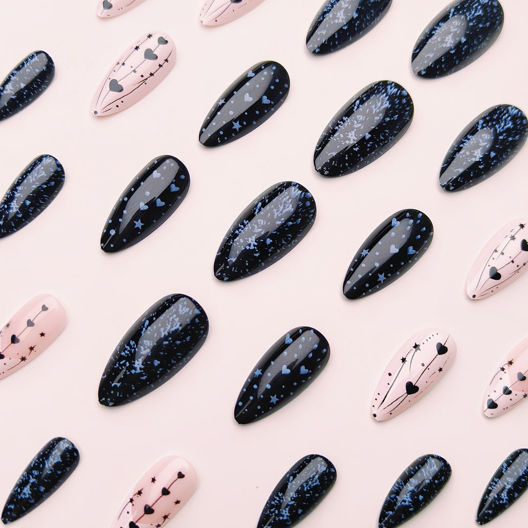 Artistic Heart and Star Nail Art Kalsten