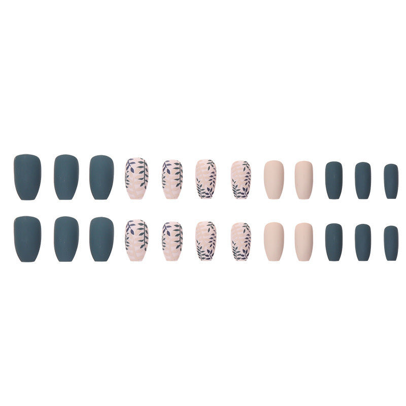 Decorative Leaf-Patterned Press-On Nail Set Kalsten